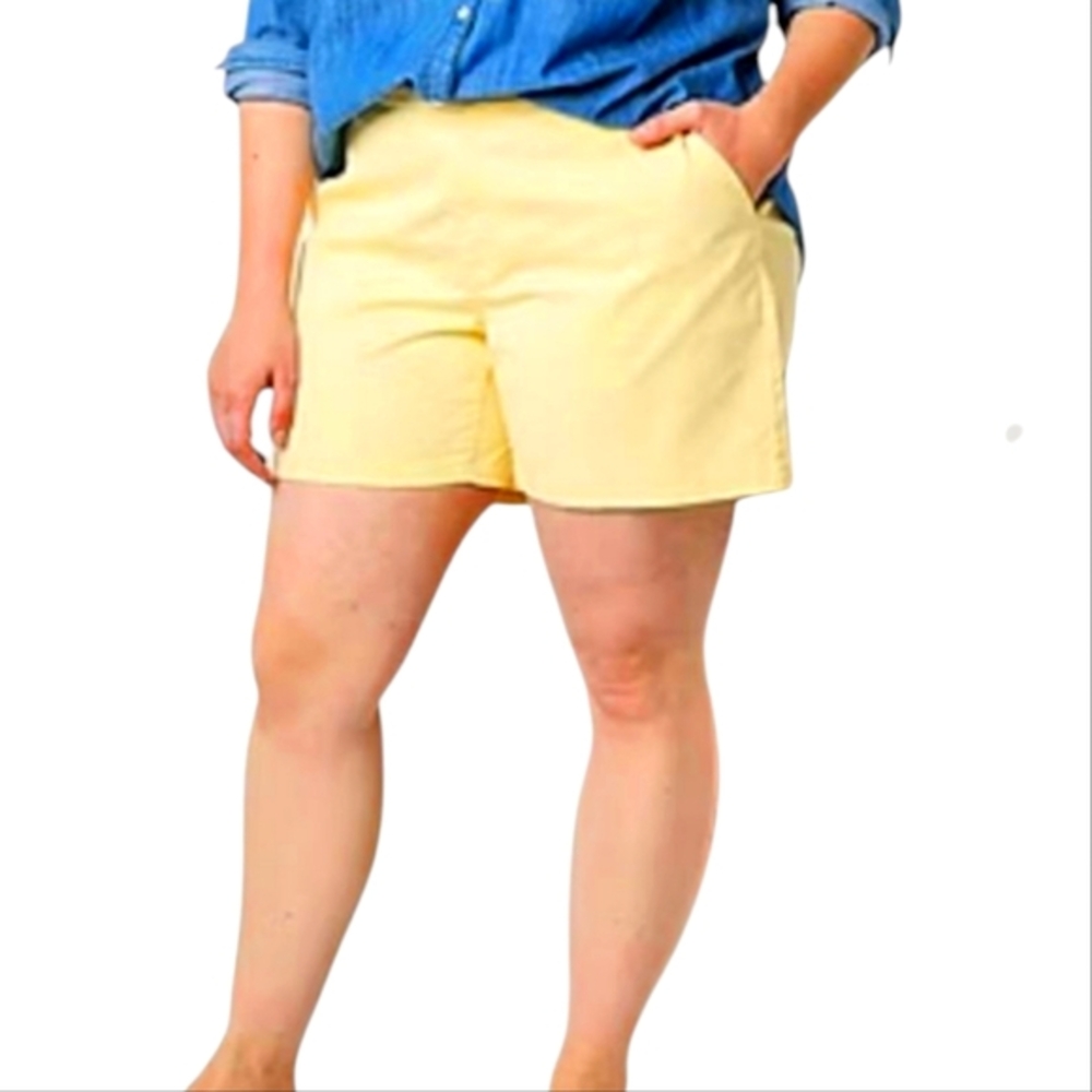 Talbots Relaxed Chino Sunshine Yellow 7 Inch Inseam Women's Shorts Plus Size 18W